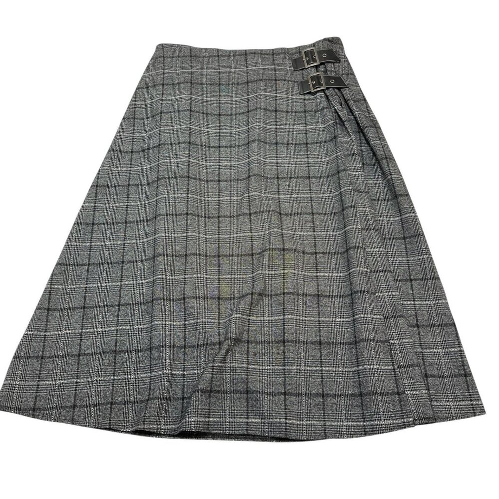 Rita Ora x Primark Skirt Womens 14 Gray Plaid Wrap Maxi Buckle Detail Grunge Y2K